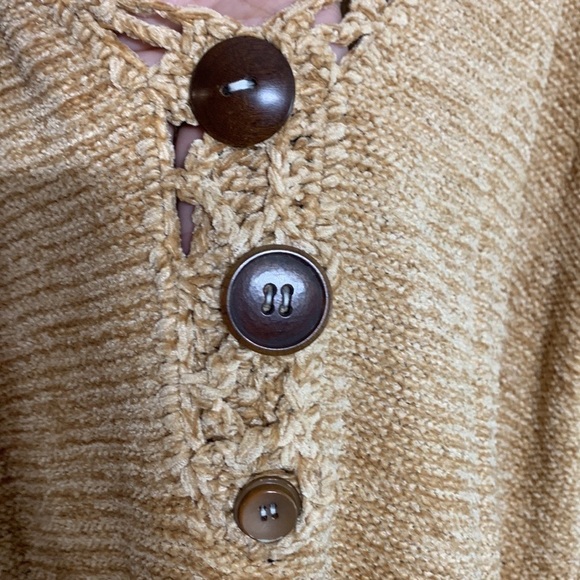 Vintage Bohemian long sleeve camel v neck tunic pullover sweater large - Picture 6 of 7